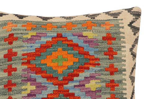 handmade Traditional Pillow Rust Blue Hand-Woven SQUARE 100% WOOL Hand woven turkish pillow2 x 2