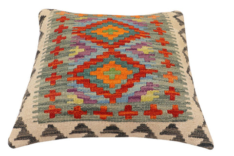 handmade Traditional Pillow Rust Blue Hand-Woven SQUARE 100% WOOL Hand woven turkish pillow2 x 2