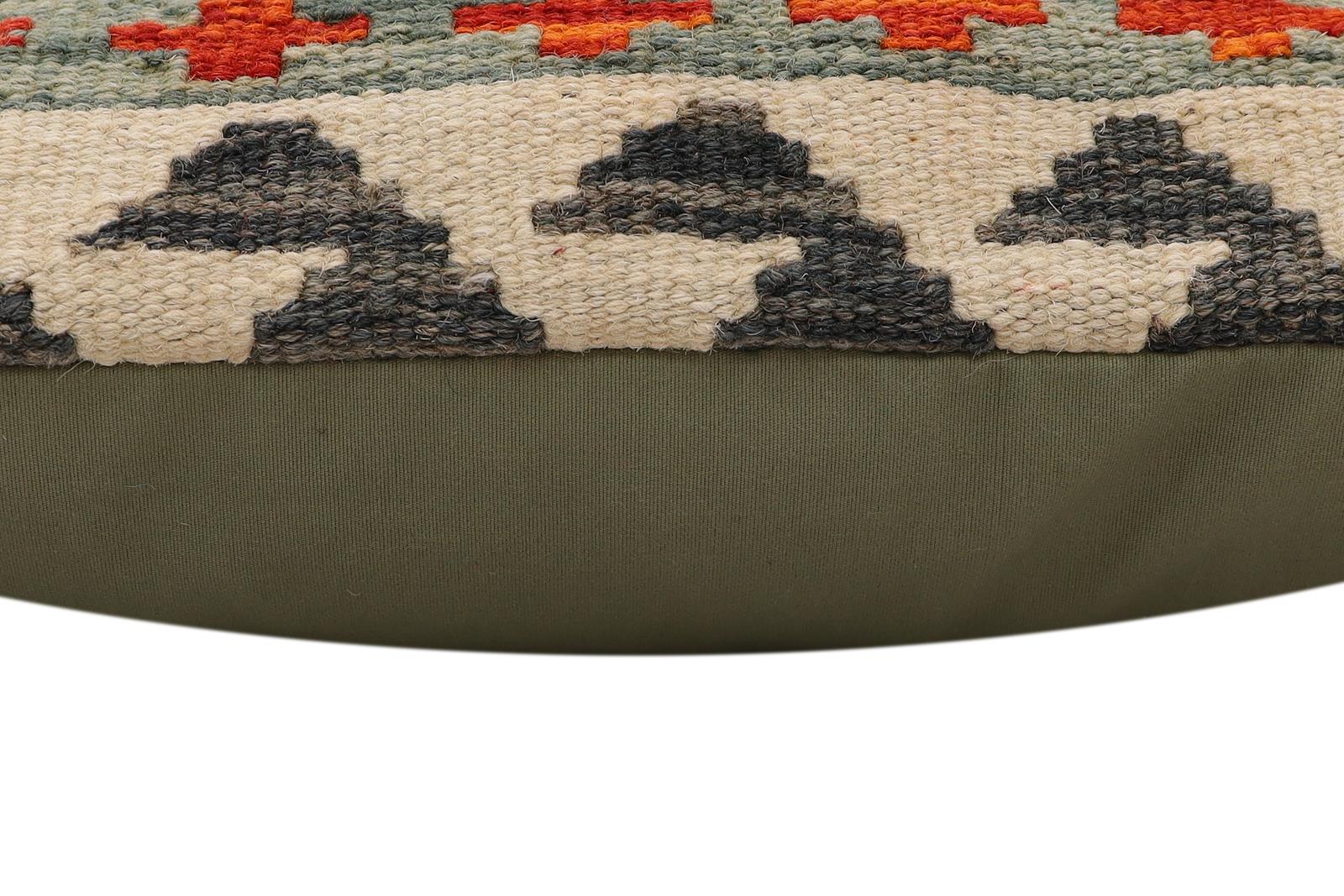 handmade Traditional Pillow Rust Blue Hand-Woven SQUARE 100% WOOL Hand woven turkish pillow2 x 2