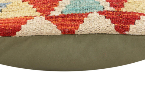 handmade Traditional Pillow Rust Blue Hand-Woven SQUARE 100% WOOL Hand woven turkish pillow2 x 2