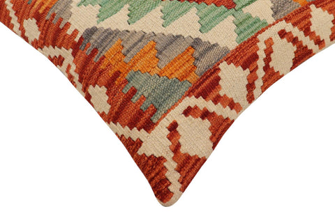 handmade Traditional Pillow Rust Blue Hand-Woven SQUARE 100% WOOL Hand woven turkish pillow2 x 2