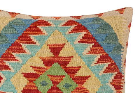 handmade Traditional Pillow Rust Blue Hand-Woven SQUARE 100% WOOL  Hand woven turkish pillow  PILLOW