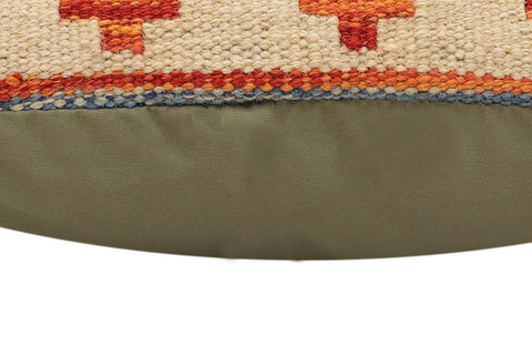 handmade Traditional Pillow Rust Blue Hand-Woven SQUARE 100% WOOL  Hand woven turkish pillow  2 x 2