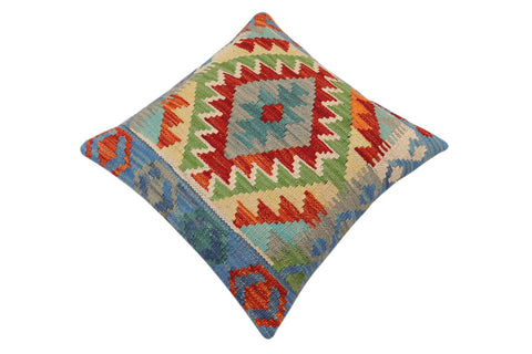 handmade Traditional Pillow Rust Blue Hand-Woven SQUARE 100% WOOL Hand woven turkish pillow2 x 2