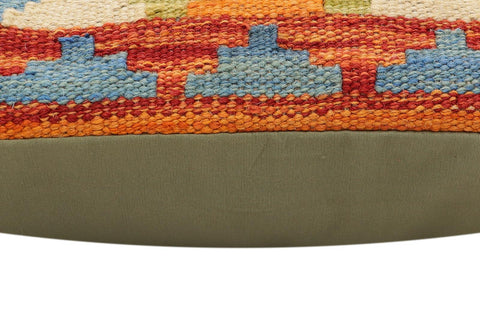 handmade Traditional Pillow Rust Blue Hand-Woven SQUARE 100% WOOL Hand woven turkish pillow2 x 2