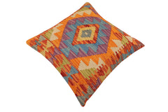 handmade Traditional Pillow Rust Blue Hand-Woven SQUARE 100% WOOL Hand woven turkish pillow2 x 2