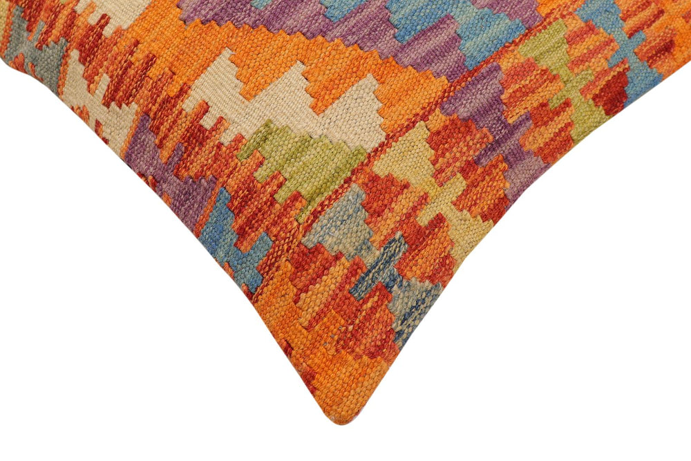 handmade Traditional Pillow Rust Blue Hand-Woven SQUARE 100% WOOL Hand woven turkish pillow2 x 2