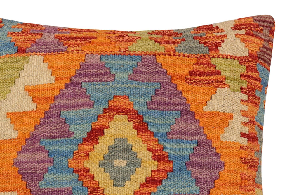 handmade Traditional Pillow Rust Blue Hand-Woven SQUARE 100% WOOL Hand woven turkish pillow2 x 2