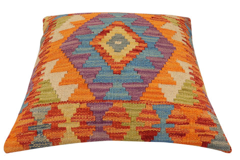 handmade Traditional Pillow Rust Blue Hand-Woven SQUARE 100% WOOL Hand woven turkish pillow2 x 2