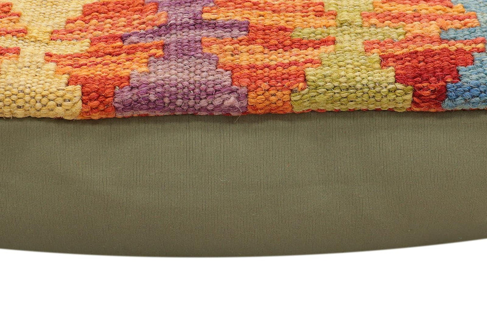 handmade Traditional Pillow Rust Blue Hand-Woven SQUARE 100% WOOL Hand woven turkish pillow2 x 2