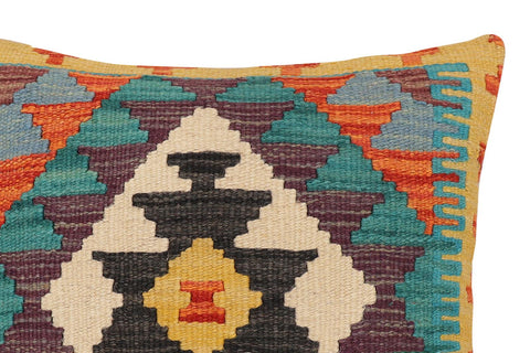 handmade Traditional Pillow Rust Blue Hand-Woven SQUARE 100% WOOL Hand woven turkish pillow2 x 2