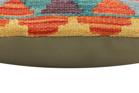 handmade Traditional Pillow Rust Blue Hand-Woven SQUARE 100% WOOL Hand woven turkish pillow2 x 2