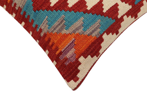 handmade Traditional Pillow Rust Blue Hand-Woven SQUARE 100% WOOL Hand woven turkish pillow2 x 2