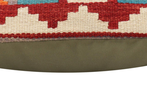 handmade Traditional Pillow Rust Blue Hand-Woven SQUARE 100% WOOL Hand woven turkish pillow2 x 2