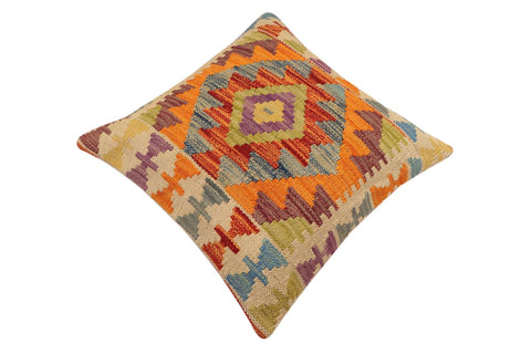 handmade Traditional Pillow Rust Blue Hand-Woven SQUARE 100% WOOL Hand woven turkish pillow2 x 2