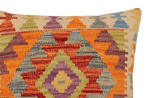 handmade Traditional Pillow Rust Blue Hand-Woven SQUARE 100% WOOL Hand woven turkish pillow2 x 2