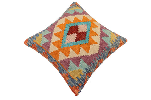handmade Traditional Pillow Rust Blue Hand-Woven SQUARE 100% WOOL Hand woven turkish pillow2 x 2