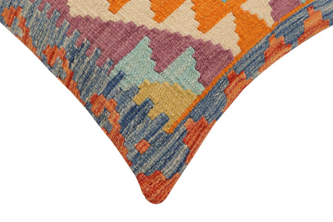handmade Traditional Pillow Rust Blue Hand-Woven SQUARE 100% WOOL Hand woven turkish pillow2 x 2