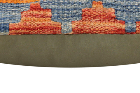 handmade Traditional Pillow Rust Blue Hand-Woven SQUARE 100% WOOL Hand woven turkish pillow2 x 2