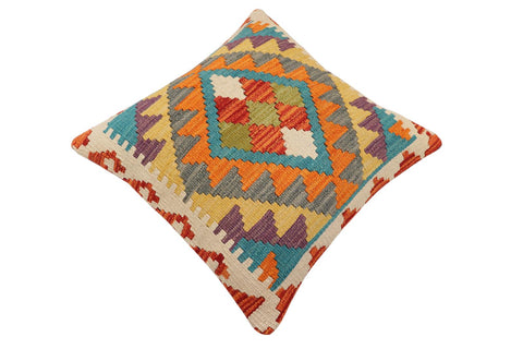 handmade Traditional Pillow Rust Blue Hand-Woven SQUARE 100% WOOL Hand woven turkish pillow2 x 2