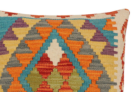 handmade Traditional Pillow Rust Blue Hand-Woven SQUARE 100% WOOL Hand woven turkish pillow2 x 2