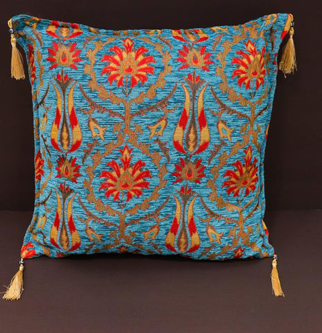 handmade Geometric Pillow Blue Red Handmade RECTANGLE throw pillow 2X2