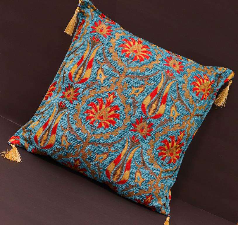 handmade Geometric Pillow Blue Red Handmade RECTANGLE throw pillow 2X2