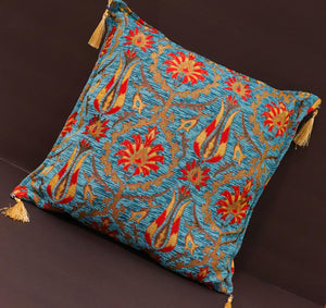handmade Geometric Pillow Blue Red Handmade RECTANGLE throw pillow 2X2