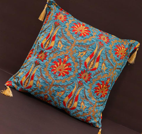 handmade Geometric Pillow Blue Red Handmade RECTANGLE throw pillow 2X2