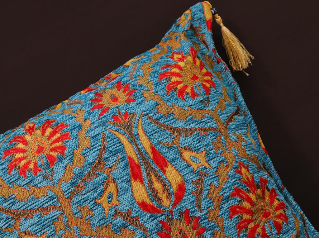 handmade Geometric Pillow Blue Red Handmade RECTANGLE throw pillow 2X2