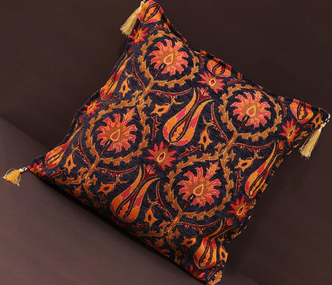 handmade Geometric Pillow Blue Gold Handmade RECTANGLE throw pillow 2X2