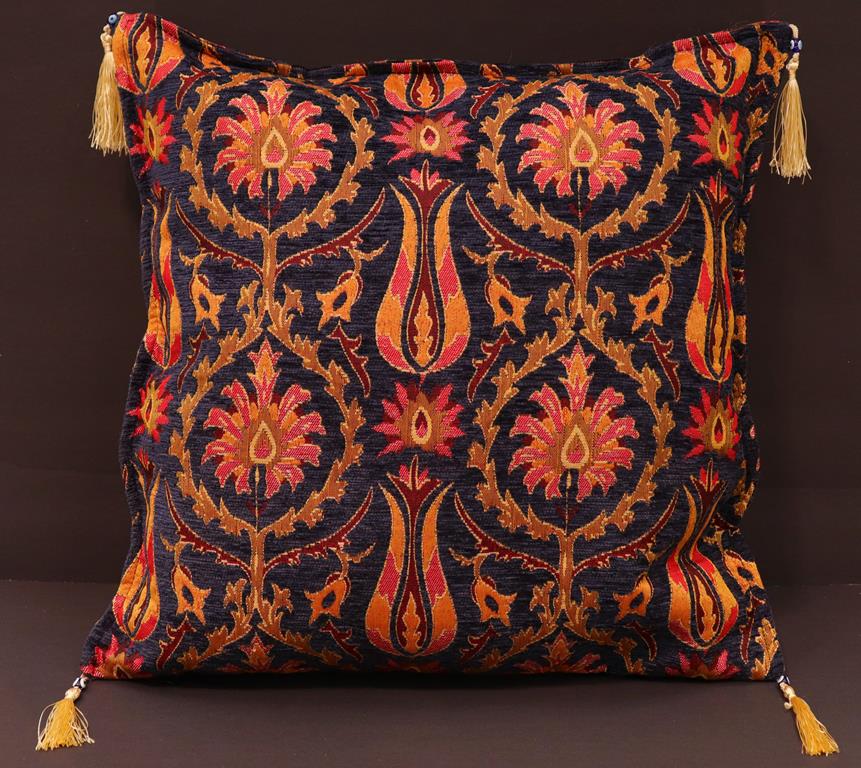 handmade Geometric Pillow Blue Gold Handmade RECTANGLE throw pillow 2X2