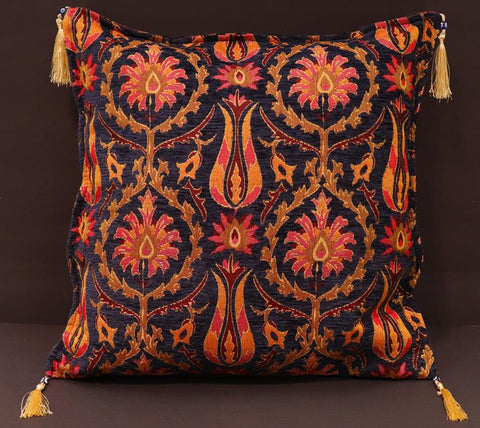 handmade Geometric Pillow Blue Gold Handmade RECTANGLE throw pillow 2X2