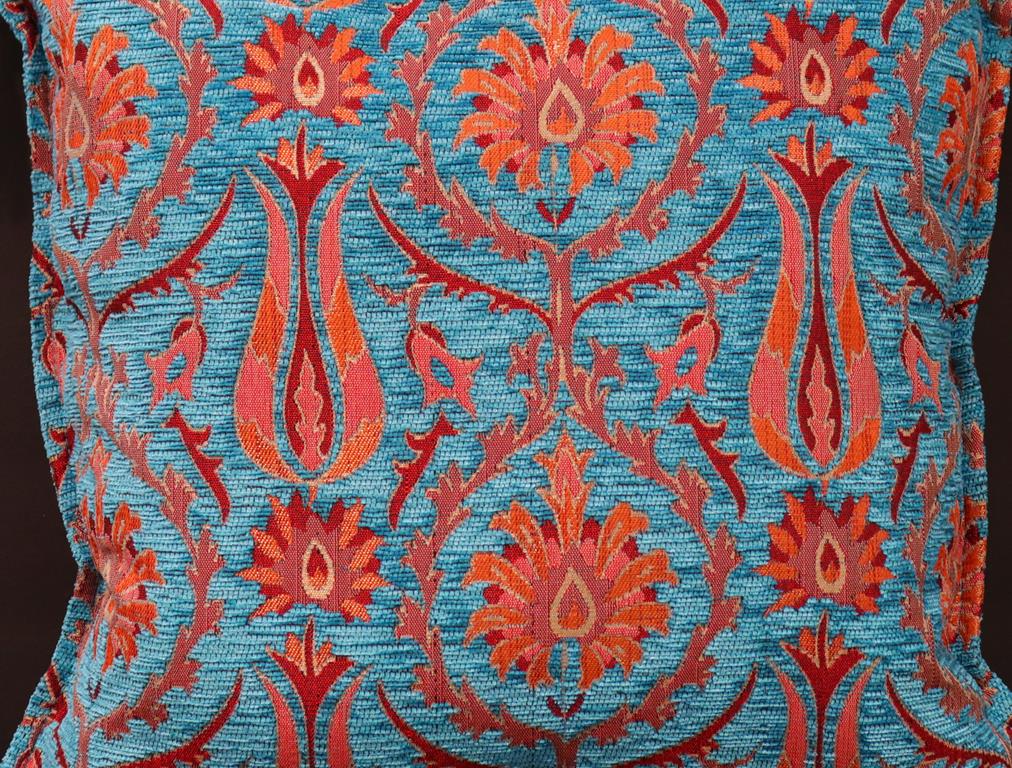 handmade Geometric Pillow Blue Orange Handmade RECTANGLE throw pillow 2X2