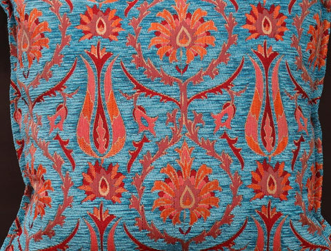 handmade Geometric Pillow Blue Orange Handmade RECTANGLE throw pillow 2X2
