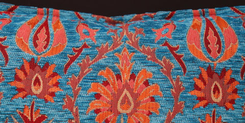 handmade Geometric Pillow Blue Orange Handmade RECTANGLE throw pillow 2X2