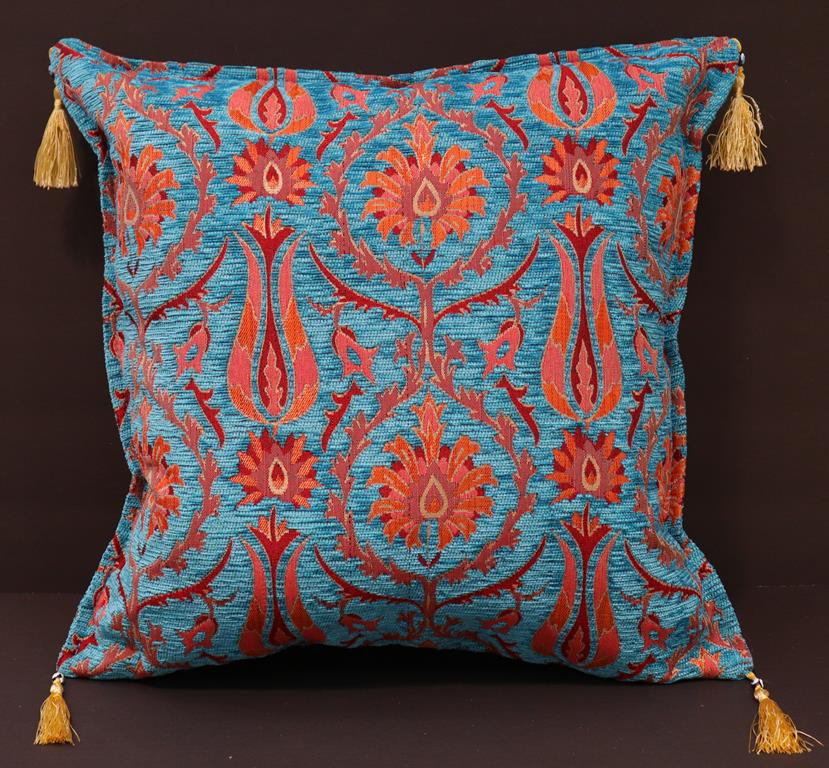 handmade Geometric Pillow Blue Orange Handmade RECTANGLE throw pillow 2X2