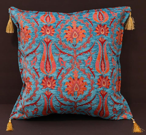 handmade Geometric Pillow Blue Orange Handmade RECTANGLE throw pillow 2X2