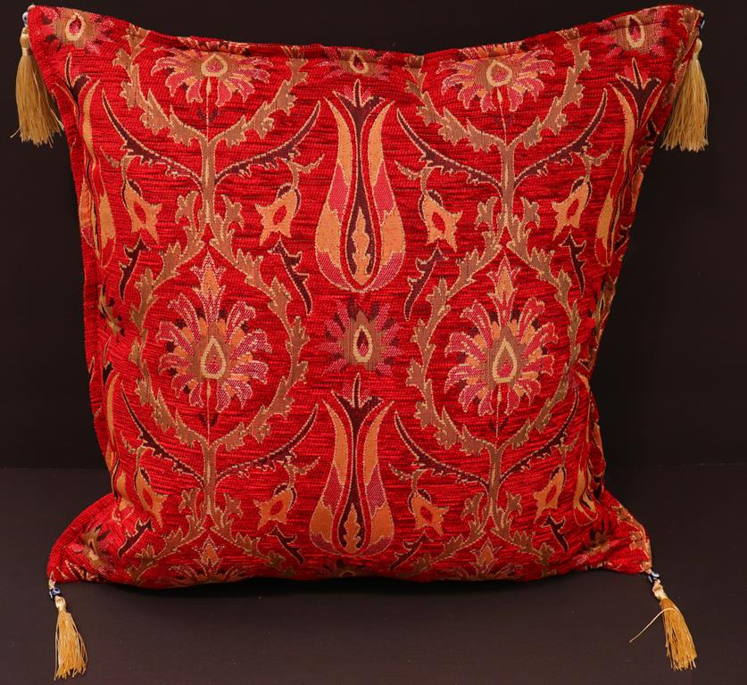 handmade Geometric Pillow Red Gold Handmade RECTANGLE throw pillow 2X2