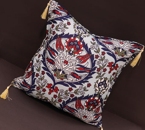 handmade Geometric Pillow Blue Red Handmade RECTANGLE throw pillow 2X2
