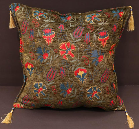 handmade Geometric Pillow Green Red Handmade RECTANGLE throw pillow 2 x 2
