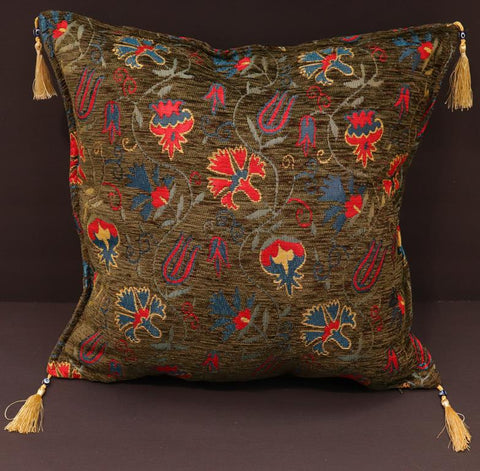 handmade Geometric Pillow Green Red Handmade RECTANGLE throw pillow 2 x 2
