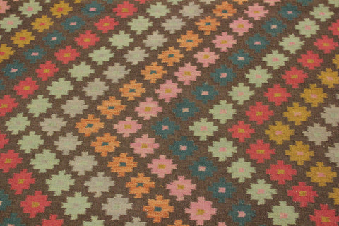 handmade Modern Kilim Brown Blue Hand-Woven RECTANGLE 100% WOOL area rug 4x6