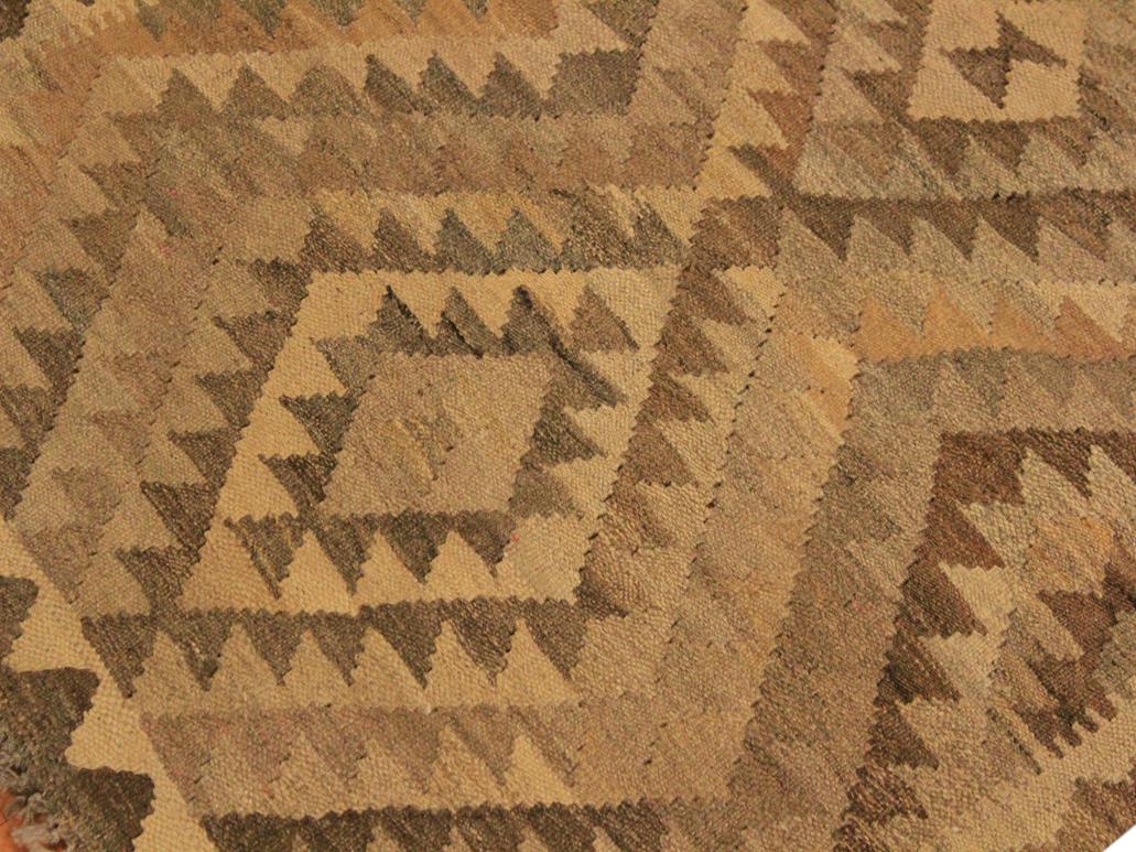 handmade Geometric Kilim Gray Brown Hand-Woven RECTANGLE 100% WOOL area rug 3x4