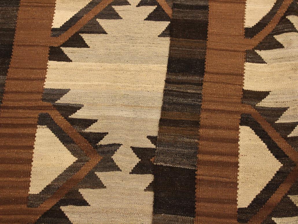 handmade Geometric Kilim Tan Brown Hand-Woven RECTANGLE 100% WOOL area rug 4x6