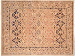 handmade Traditional Kashan Beige Blue Hand Knotted RECTANGLE 100% WOOL area rug 8x10