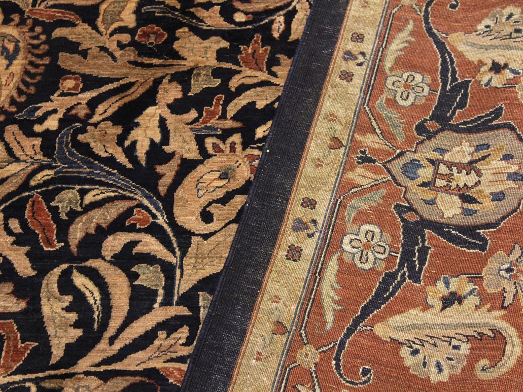 handmade Traditional Lahore Blue Brown Hand Knotted RECTANGLE 100% WOOL area rug 8x10