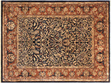 Turkish Knotted Istanbul Maxine Blue/Brown Wool Rug - 8'1'' x 9'9''