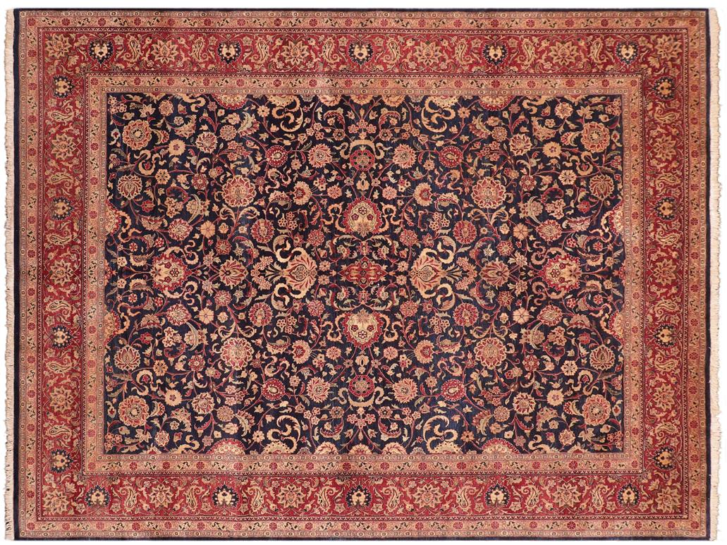 handmade Traditional Abasi Afsha Blue Red Hand Knotted RECTANGLE 100% WOOL area rug 8x10