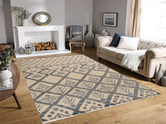 handmade Modern Moroccan Hi Ivory Blue Hand Knotted RECTANGLE 100% WOOL area rug 8x11